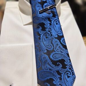 Elegant Blue and Black Paisley Tie